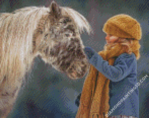 Pretty Little Girl With Horse Diamond Paintings