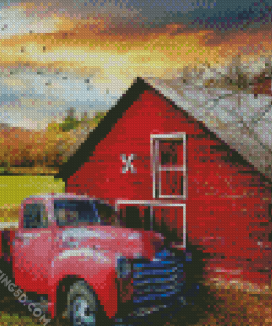 Red Truck Art Diamond Paintings