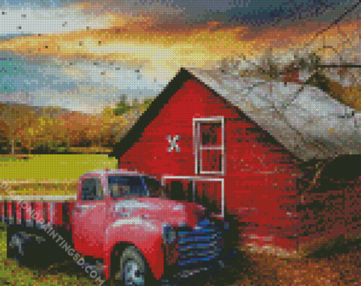 Red Truck Art Diamond Paintings