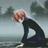 Sad Anime Boy Kneeling Diamond Paintings