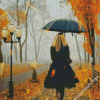 Walking Girl In The Rain Diamond Paintings