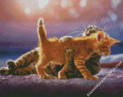 Cat Mother Hugging Baby Diamond Paintings