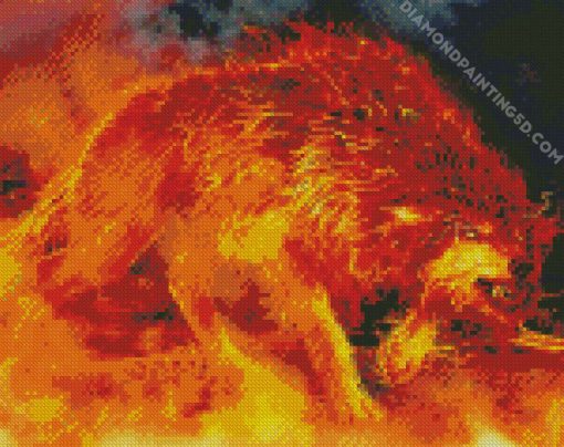 Fantasy Fire Wolf Diamond Paintings