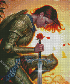 Kneeling Warrior Girl Diamond Paintings