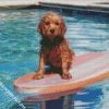 Wet Dog On Surfboard Diamond Paintings