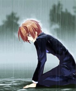 Sad Anime Boy Kneeling Diamond Paintings