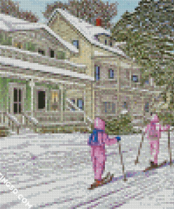 Skiing In Snow diamond painting