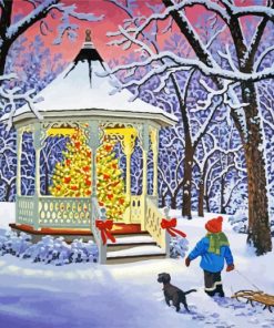 Snow Christmas Gazebo diamond painting