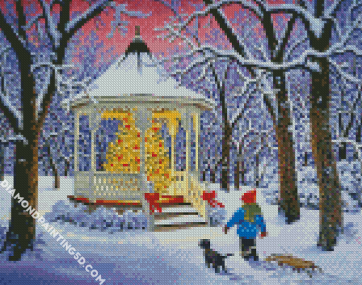 Snow Christmas Gazebo diamond painting