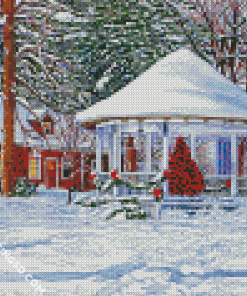 Snow Winter Gazebo diamond painting