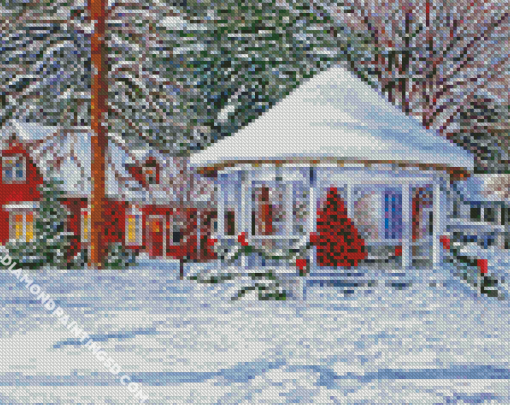 Snow Winter Gazebo diamond painting