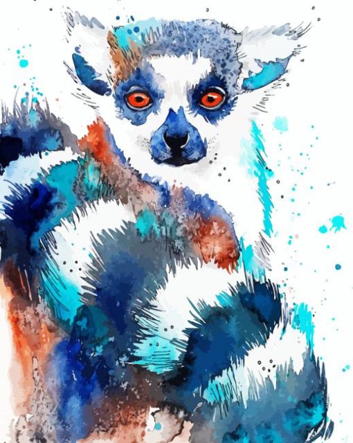 Splatter Lemur diamond painting