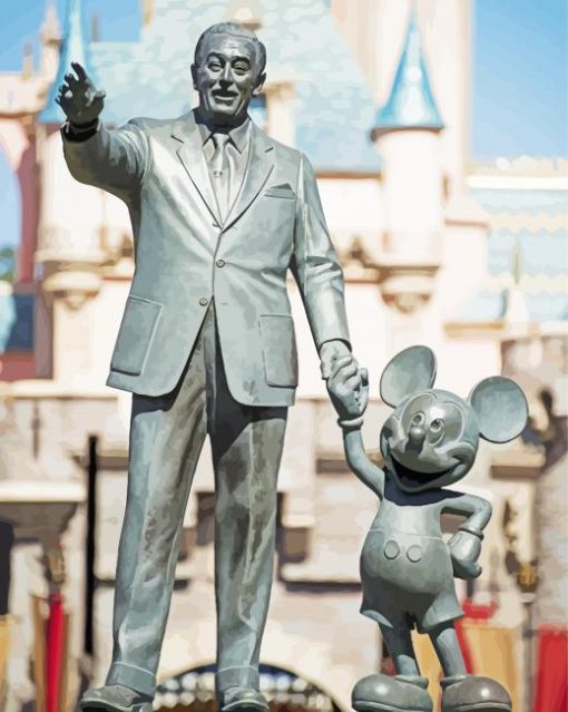 Statue Walt And Mickey Diamond Paintings