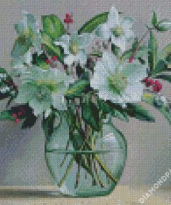 Still Life Magnolias In Glass Vase diamond painting