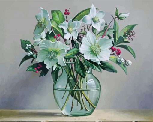 Still Life Magnolias In Glass Vase diamond painting