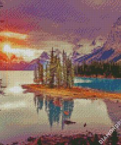 Sunset At Maligne Lake diamond painting