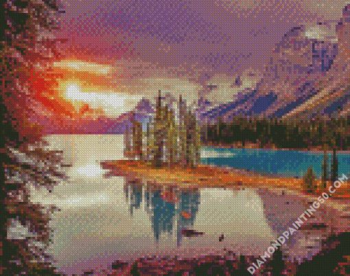 Sunset At Maligne Lake diamond painting