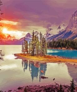 Sunset At Maligne Lake diamond painting