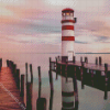 Sunset Podersdorf Lighthouse Austria diamond painting