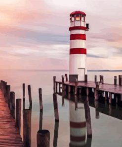 Sunset Podersdorf Lighthouse Austria diamond painting