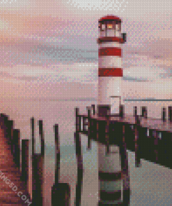 Sunset Podersdorf Lighthouse Austria diamond painting