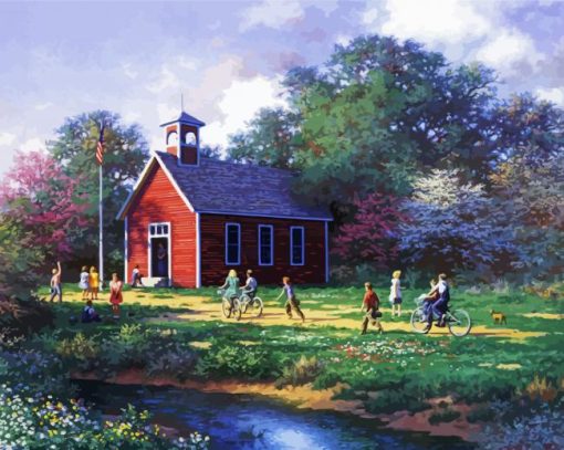 The Little Red Schoolhouse Diamond Paintings