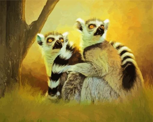 Two Lemurs diamond painting