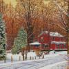 Winter Country Home diamond painting