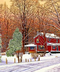 Winter Country Home diamond painting