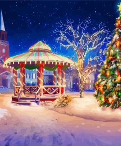 Winter Snow Christmas Gazebo Diamond Paintings