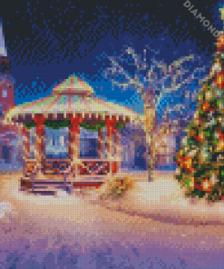 Winter Snow Christmas Gazebo diamond painting