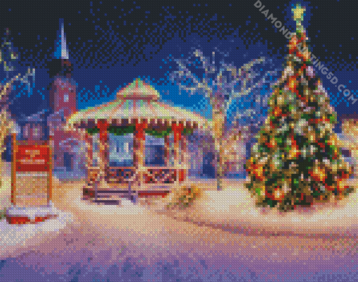 Winter Snow Christmas Gazebo diamond painting