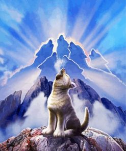 Wolf Pup Howling Diamond Paintings