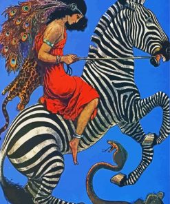 Women Riding Zebra Art Diamond Paintings