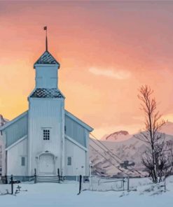 Aesthetic Winter Church Diamond Paintings