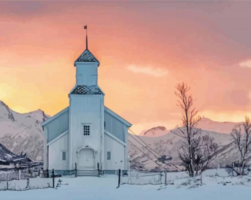 Aesthetic Winter Church Diamond Paintings