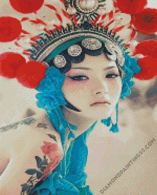 Asian Lady With Headdress diamond painting