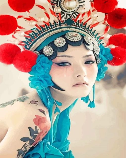 Asian Lady With Headdress diamond painting