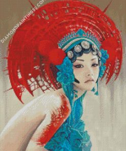 Asian Woman Wearing A Headdress diamond painting