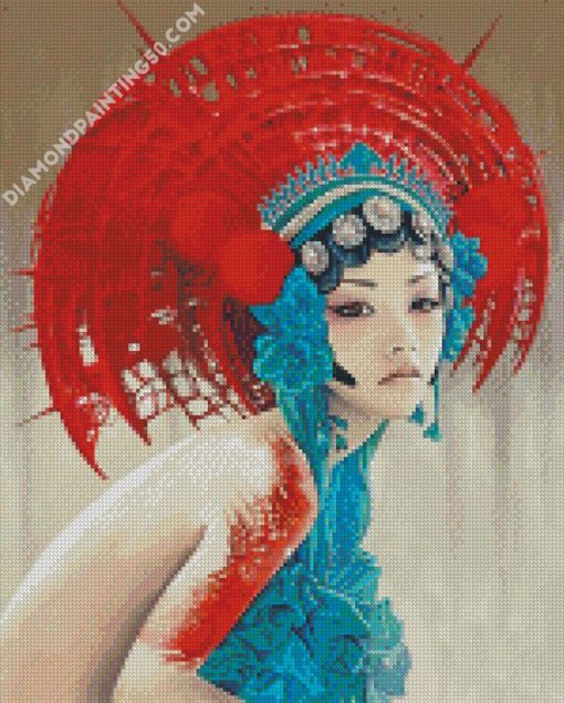 Asian Woman Wearing A Headdress diamond painting