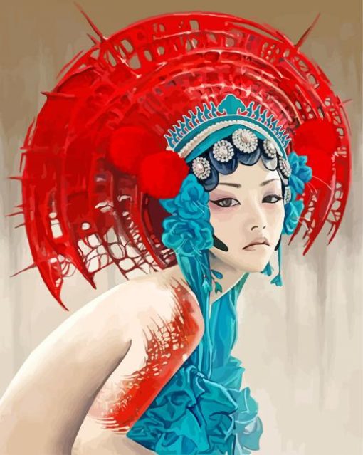 Asian Woman Wearing A Headdress diamond painting