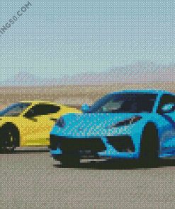 Blue And Yellow Chevrolet Corvette C8 diamond painting