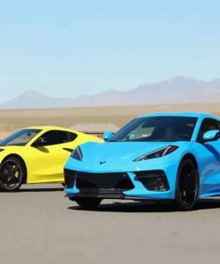 Blue And Yellow Chevrolet Corvette C8 diamond painting