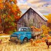 Blue Fall Truck Diamond Paintings