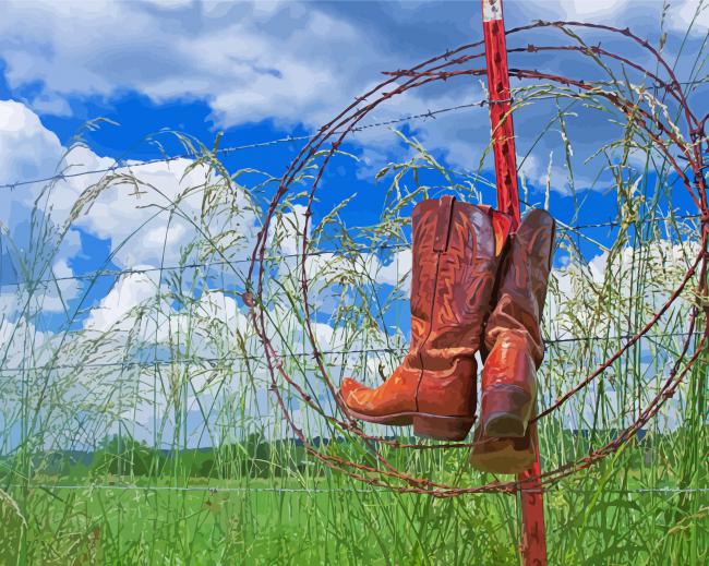 Brown Cowboy Boots Diamond Painting