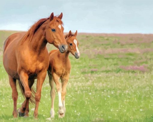 Brown Mares Diamond Paintings