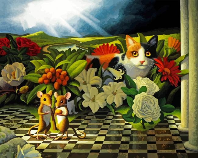 Cat And Mice Diamond Paintings