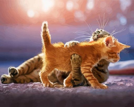 Cat Mother Hugging Baby Diamond Paintings