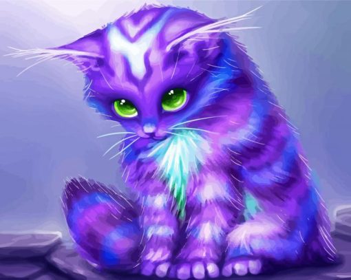 Cute Purple Cat Diamond Paintings