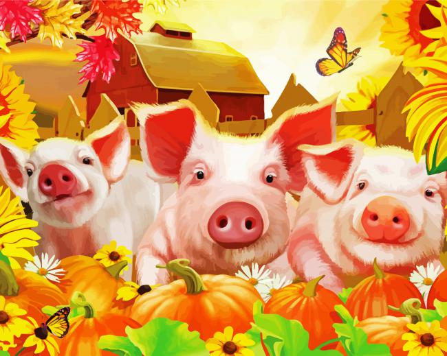 Fall Pigs Diamond Paintings